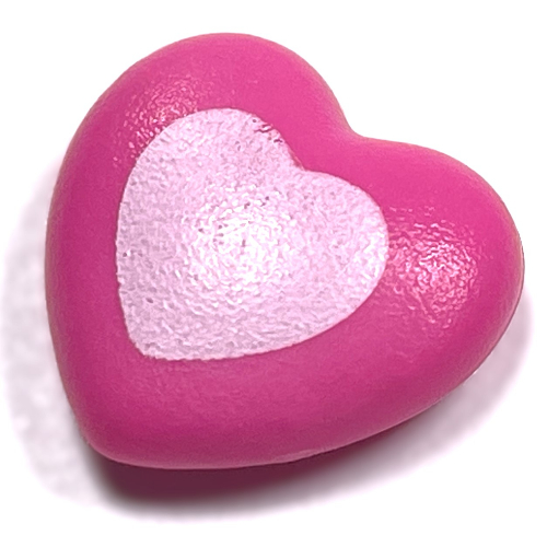 Clikits Icon, Heart 2 × 2 Large with Pin, White Heart Center Print Dark Pink