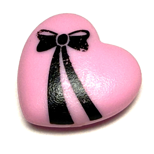 Clikits Icon, Heart 2 × 2 Large with Pin, Black Bow Print Leuchtrosa