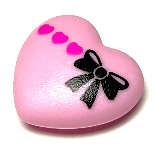 Clikits Icon, Heart 2 × 2 Large with Pin, Black Bow and 3 Small Dark Pink Hearts Print Leuchtrosa