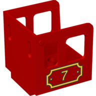 Duplo Train Steam Engine Cabin with Plaque with '7' Print Red