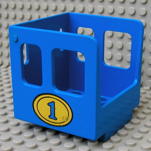 Duplo Train Steam Engine Cabin with Yellow Oval and '1' Print Blau
