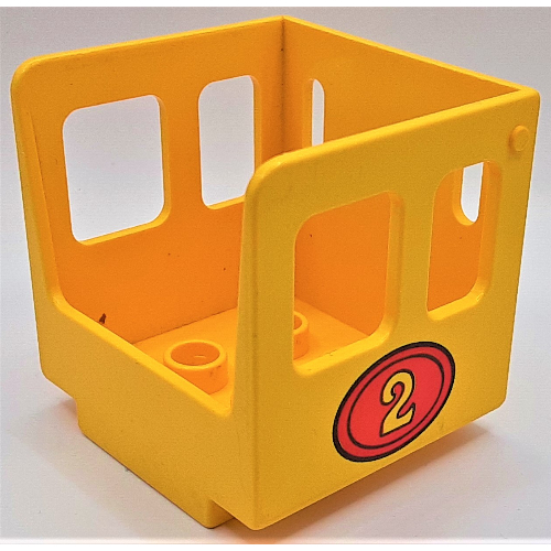 Duplo Train Steam Engine Cabin with Red Oval and '2' Print Gelb