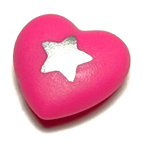 Clikits Icon, Heart 2 × 2 Small with Pin [Frosted] Silver Star Center Print Dunkelrosa