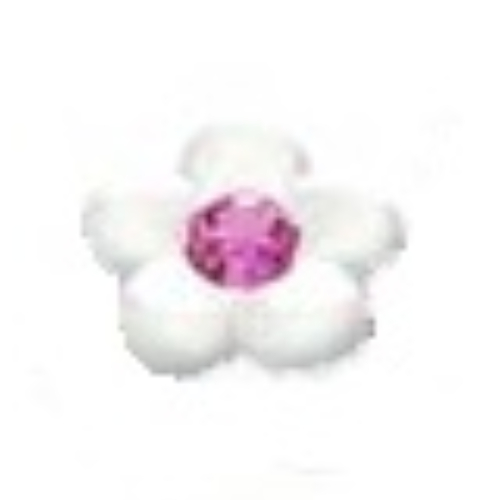 Clikits Icon, Flower 2 × 2 Small, 5 Petals with Pin [Frosted] Trans-Pink Center Facet Gem Weiß