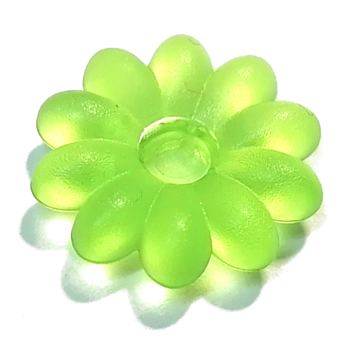Clikits Icon, Flower 2 × 2 Large, 10 Petals with Pin [Frosted] Trans-Light Bright Green