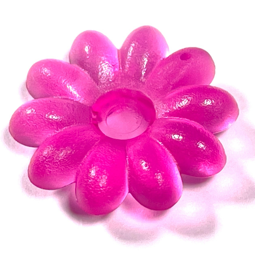 Clikits Symbol, Blume 2 × 2 groß, 10 Blütenblätter mit Pin [Mattiert] Transparent-Dunkelrosa