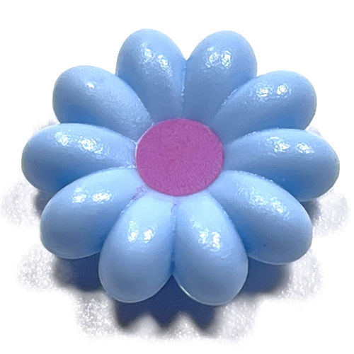 Clikits Icon, Flower 2 × 2 Large, 10 Petals with Pin [Frosted] with Dark Pink Center Print Leuchtendes Hellblau