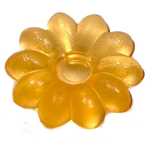 Clikits Icon, Flower 2 × 2 Small, 10 Petals with Pin [Frosted] Trans-Flame Yellowish Orange