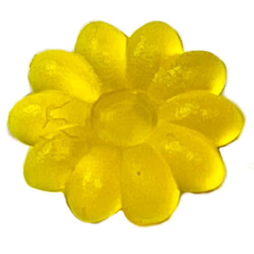 Clikits Icon, Flower 2 × 2 Small, 10 Petals with Pin [Frosted] Trans-Neon Yellow