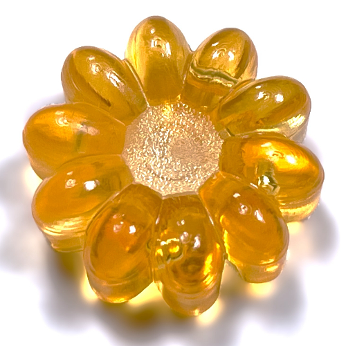 Clikits Icon, Flower 2 × 2 Large, 10 Petals with Hole Trans-Flame Yellowish Orange