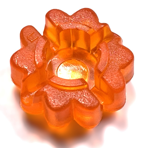 Clikits Icon, Flower 2 × 2 Small, 10 Petals with Hole [Frosted] Transparent-Orange