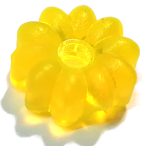 Clikits Icon, Flower 2 × 2 Small, 10 Petals with Hole [Frosted] Trans-Neon Yellow