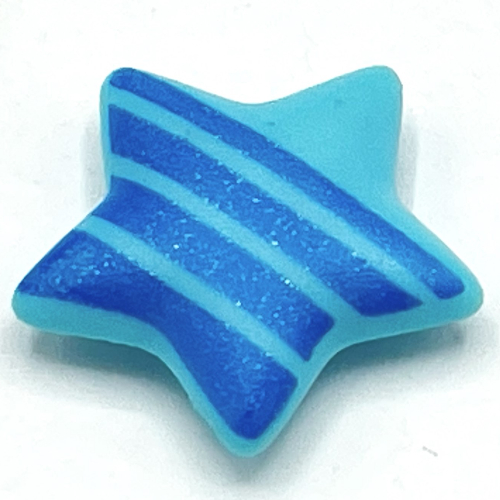 Clikits Icon, Star 2 × 2 Large with Pin, Blue Stripes Print Sky Blue