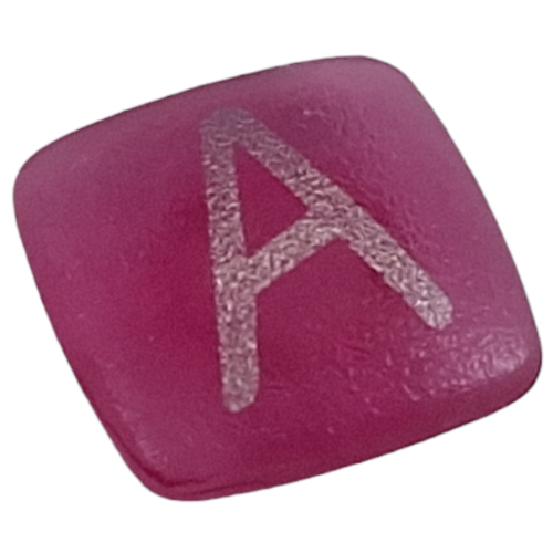 Clikits Icon, Square 2 × 2 Small with Pin and Silver 'A' Print Trans-Dark Pink