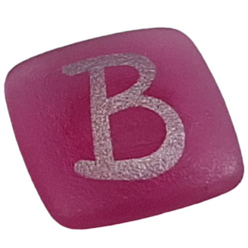 Clikits Icon, Square 2 × 2 Small with Pin and Silver 'B' Print Transparent-Dunkelrosa