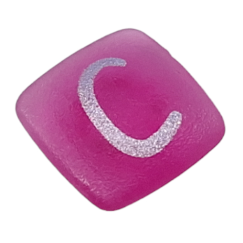 Clikits Icon, Square 2 × 2 Small with Pin and Silver 'C' Print Trans-Dark Pink