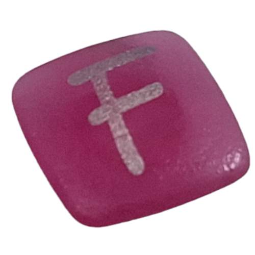 Clikits Icon, Square 2 × 2 Small with Pin and Silver 'F' Print Trans-Dark Pink
