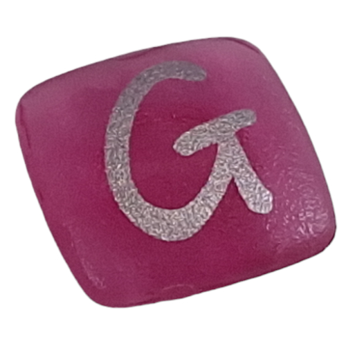 Clikits Icon, Square 2 × 2 Small with Pin and Silver 'G' Print Transparent-Dunkelrosa