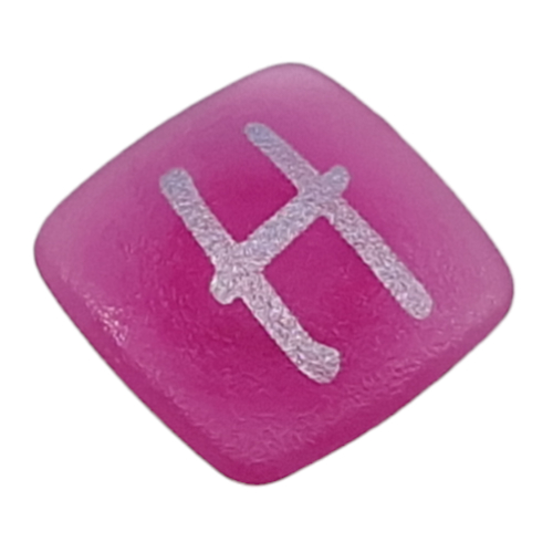 Clikits Icon, Square 2 × 2 Small with Pin and Silver 'H' Print Trans-Dark Pink