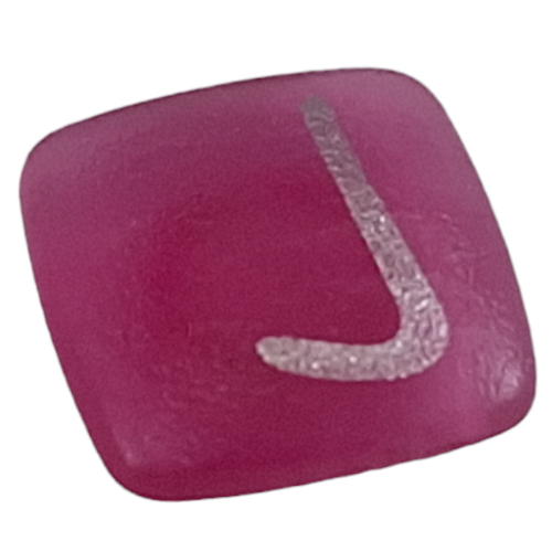 Clikits Icon, Square 2 × 2 Small with Pin and Silver 'J' Print Trans-Dark Pink