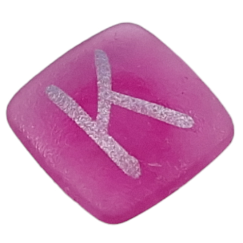 Clikits Icon, Square 2 × 2 Small with Pin and Silver 'K' Print Trans-Dark Pink