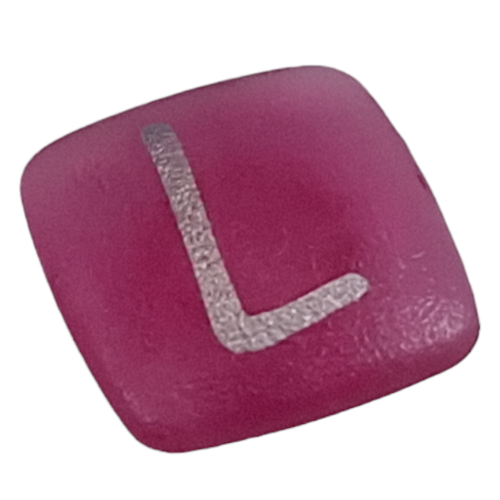 Clikits Icon, Square 2 × 2 Small with Pin and Silver 'L' Print Trans-Dark Pink