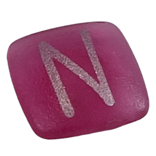 Clikits Icon, Square 2 × 2 Small with Pin and Silver 'N' Print Transparent-Dunkelrosa