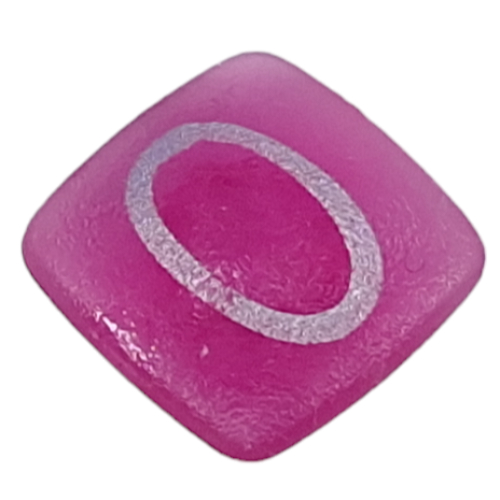 Clikits Icon, Square 2 × 2 Small with Pin and Silver 'O' Print Trans-Dark Pink