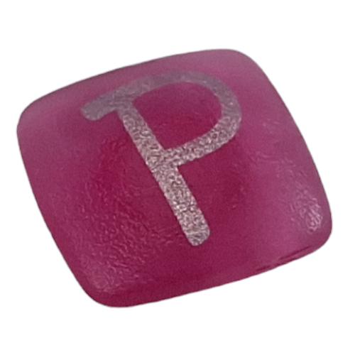 Clikits Icon, Square 2 × 2 Small with Pin and Silver 'P' Print Transparent-Dunkelrosa