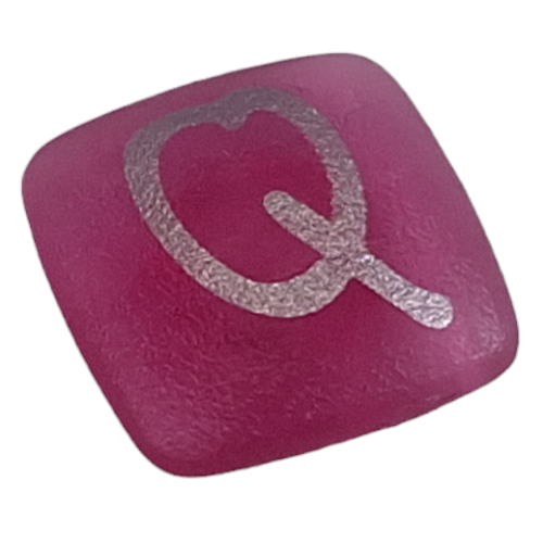 Clikits Icon, Square 2 × 2 Small with Pin and Silver 'Q' Print Trans-Dark Pink