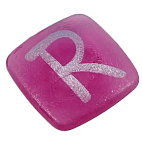 Clikits Icon, Square 2 × 2 Small with Pin and Silver 'R' Print Transparent-Dunkelrosa