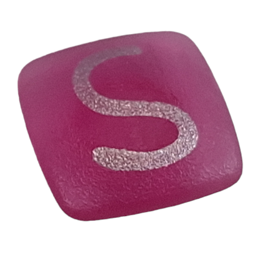 Clikits Icon, Square 2 × 2 Small with Pin and Silver 'S' Print Trans-Dark Pink