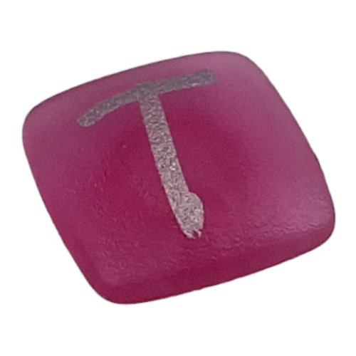 Clikits Icon, Square 2 × 2 Small with Pin and Silver 'T' Print Transparent-Dunkelrosa