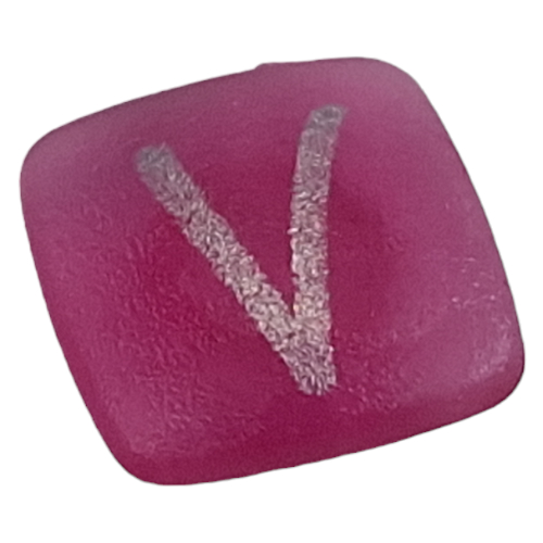 Clikits Icon, Square 2 × 2 Small with Pin and Silver 'V' Print Trans-Dark Pink