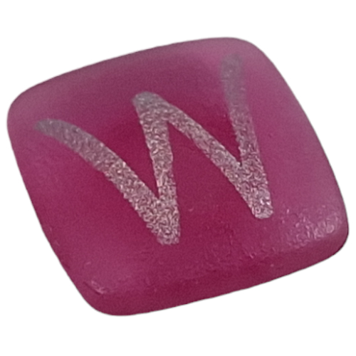 Clikits Icon, Square 2 × 2 Small with Pin and Silver 'W' Print Transparent-Dunkelrosa