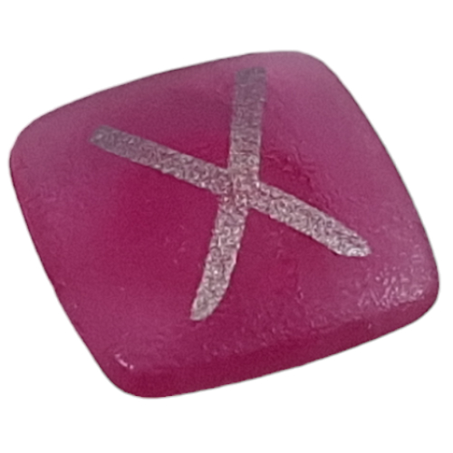 Clikits Icon, Square 2 × 2 Small with Pin and Silver 'X' Print Trans-Dark Pink