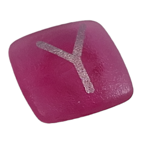 Clikits Icon, Square 2 × 2 Small with Pin and Silver 'Y' Print Trans-Dark Pink