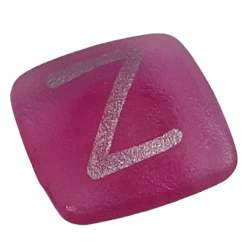 Clikits Icon, Square 2 × 2 Small with Pin and Silver 'Z' Print Transparent-Dunkelrosa