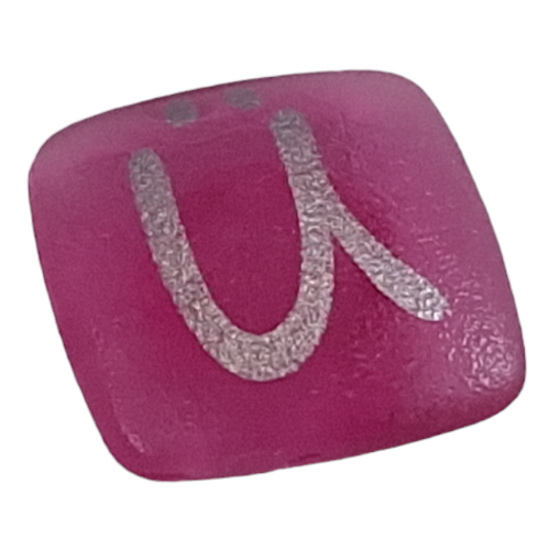 Clikits Icon, Square 2 × 2 Small with Pin and Silver 'U' Umlaut Print Trans-Dark Pink