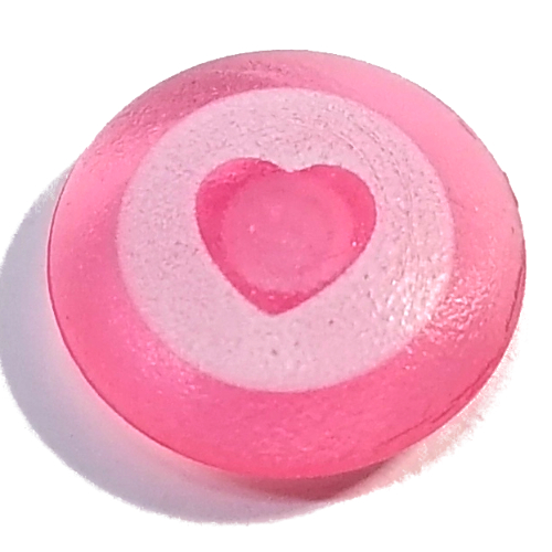 Clikits Icon, Round 2 × 2 Large with Pin, White Circle with Heart Cutout Print Trans-Pink