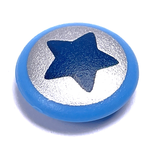 Clikits Icon, Round 2 × 2 Large with Pin, Black Star on Silver Print Medium Blue