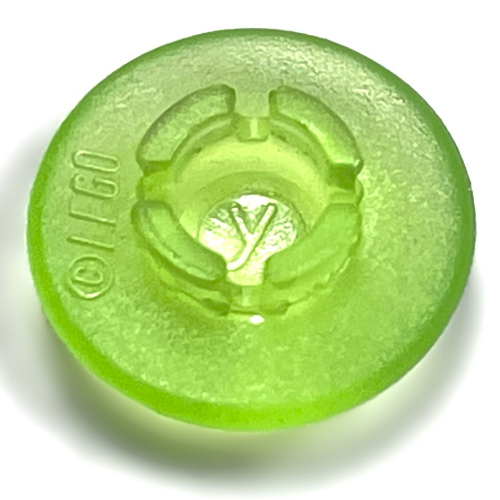 Clikits Icon, Round 2 × 2 Small Thin with Pin Trans-Light Bright Green