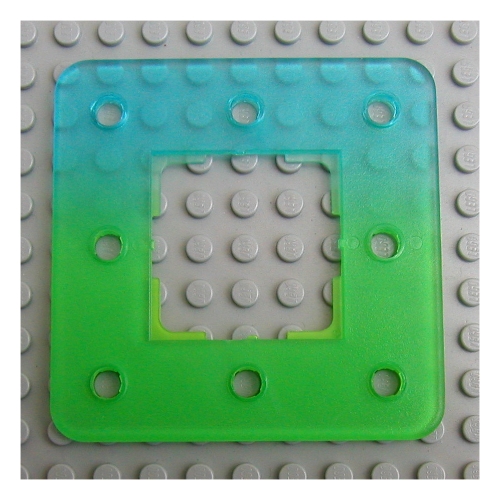 Clikits Frame, Square 3 × 3 with 8 Holes, Marbled Bright Green Pattern Transparent-Hellblau