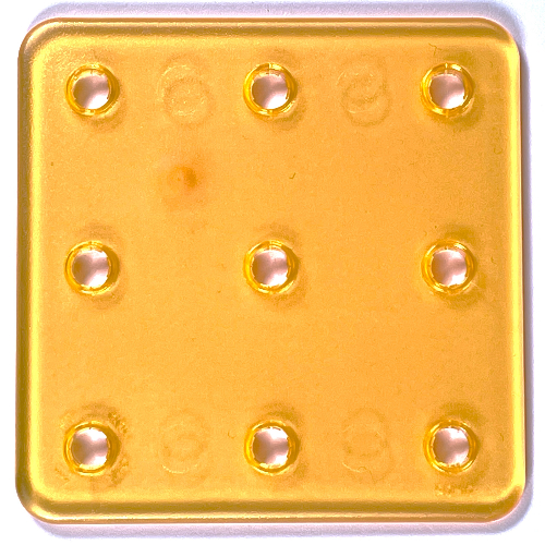Clikits Connector, Square 8 × 8 with 9 Holes Trans-Flame Yellowish Orange