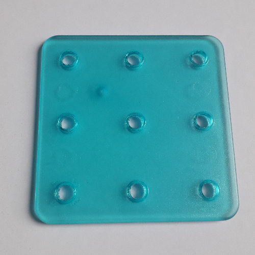 Clikits Connector, Square 8 × 8 with 9 Holes Trans-Light Blue