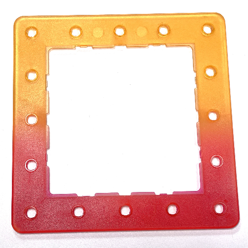 Clikits Frame, Square with 5 × 5 Holes Arrangement, Marbled Dark Pink Pattern Trans-Flame Yellowish Orange