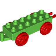 Duplo Train Chassis 2 × 6 with Red Train Wheels and Moveable Hook Hellgrün