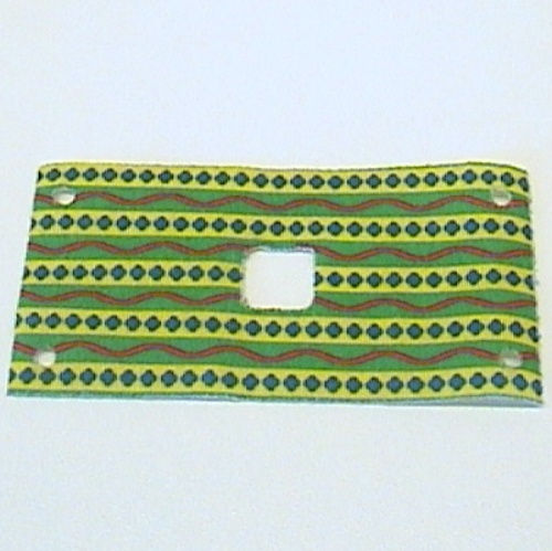 Animal / Creature Accessory, Elephant Saddle, 6 × 12 with 2 × 2 Opening, Corner Holes, Green / Yellow / Red Print Weiß