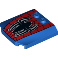 Brick Wedged, Curved Triple 4 × 4 × 2/3, 2 Studs with Spider-Man Logo and Webbing Print Blue