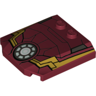 Brick Wedged, Curved Triple 4 × 4 × 2/3, 2 Studs with Iron Man Armor and Round Arc Reactor Print Dunkelrot